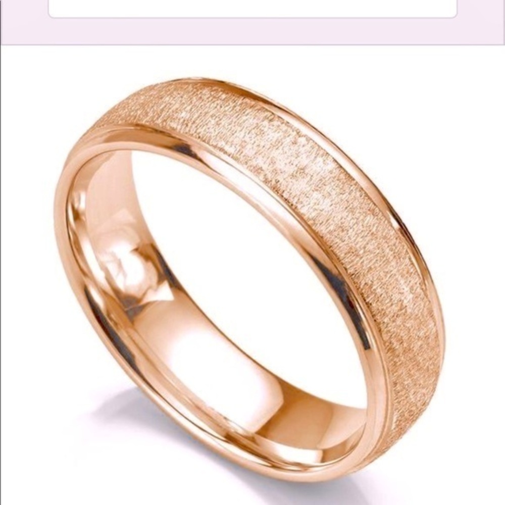Gorgeous Rose Gold Frosted Stainless Steel Sz 14 from ring blingerz